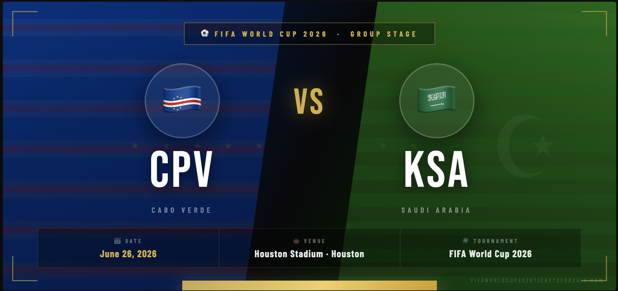 Cabo Verde π¨π» vs Saudi Arabia πΈπ¦ Tickets β FIFA World Cup 2026 | Premium Hospitality Packages