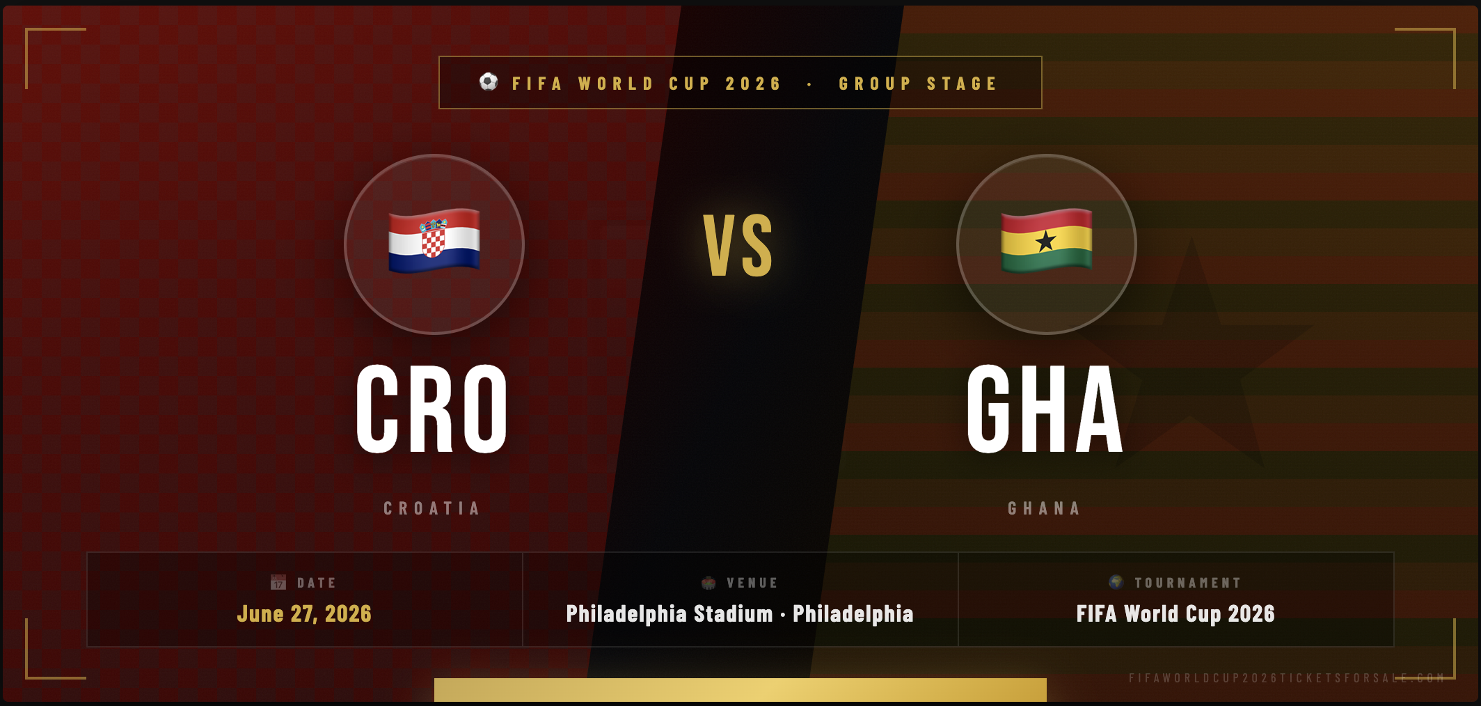 Croatia ππ· vs Ghana π¬π Tickets - FIFA World Cup 2026 Tickets (June 27, 2026)